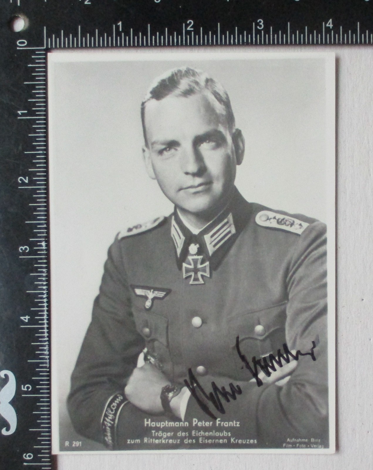 WW2 GERMAN ARMY PETER FRANTZ KNIGHTS CROSS RECIPIENT HAND SIGNED PHOTO AUTOGRAPH