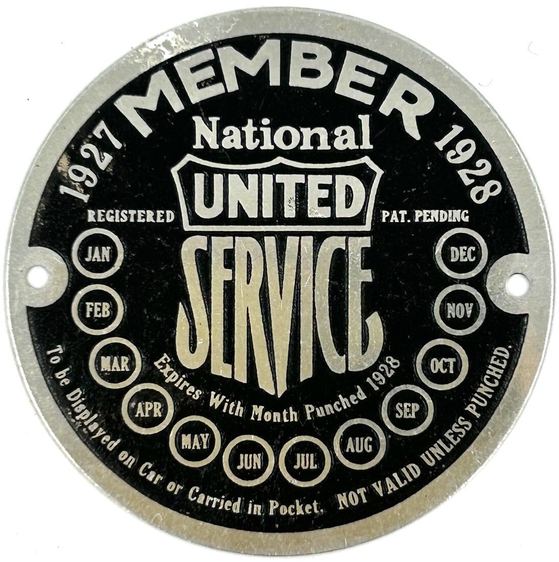 1927 MEMBER of NATIONAL UNITED SERVICE Tag - NEW OLD STOCK