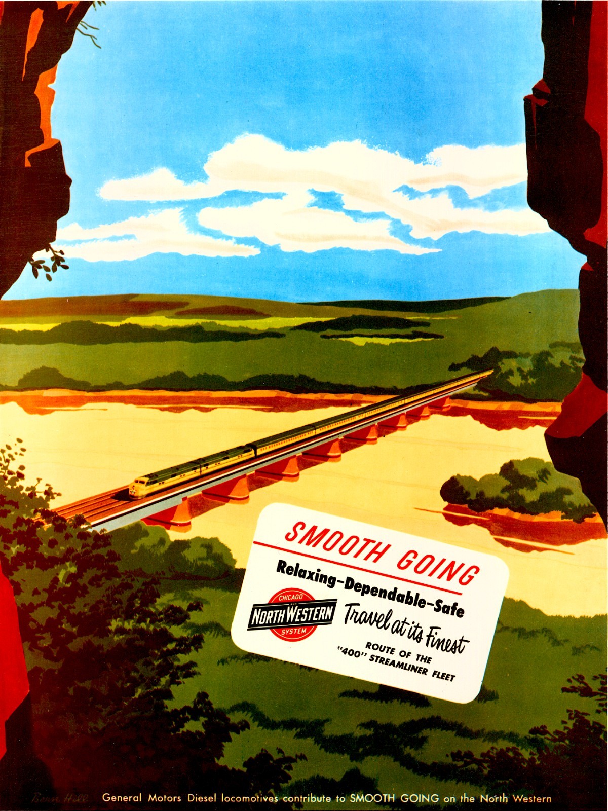 GM Chicago & North Western Railway poster by Bern Hill ca. 1950 8.5 x 11 Photo GM Chicago & North Western Railway poster by Bern Hill ca. 1950 8.5 x 11 Photo