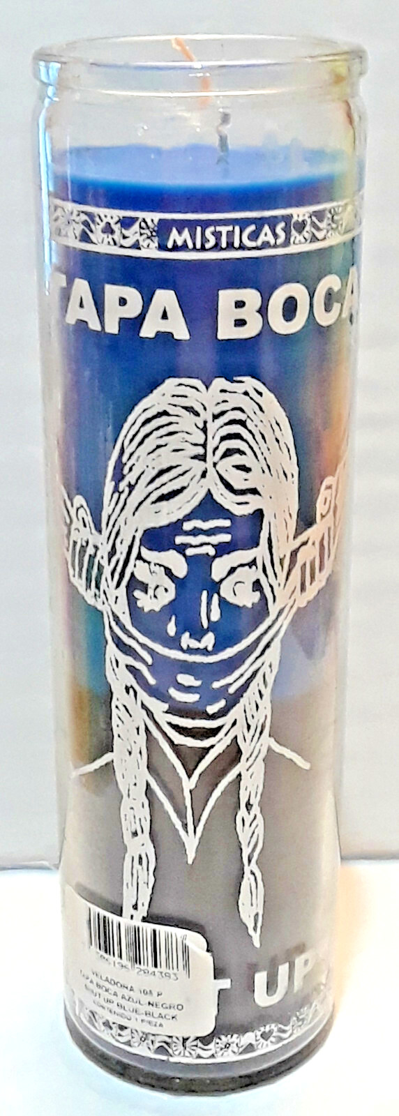 Veladora Esotérica Tapa Boca (Shut Up) Azul/Negro, Unscented Blue/Black Candle Veladora Esotérica Tapa Boca (Shut Up) Azul/Negro, Unscented Blue/Black Candle