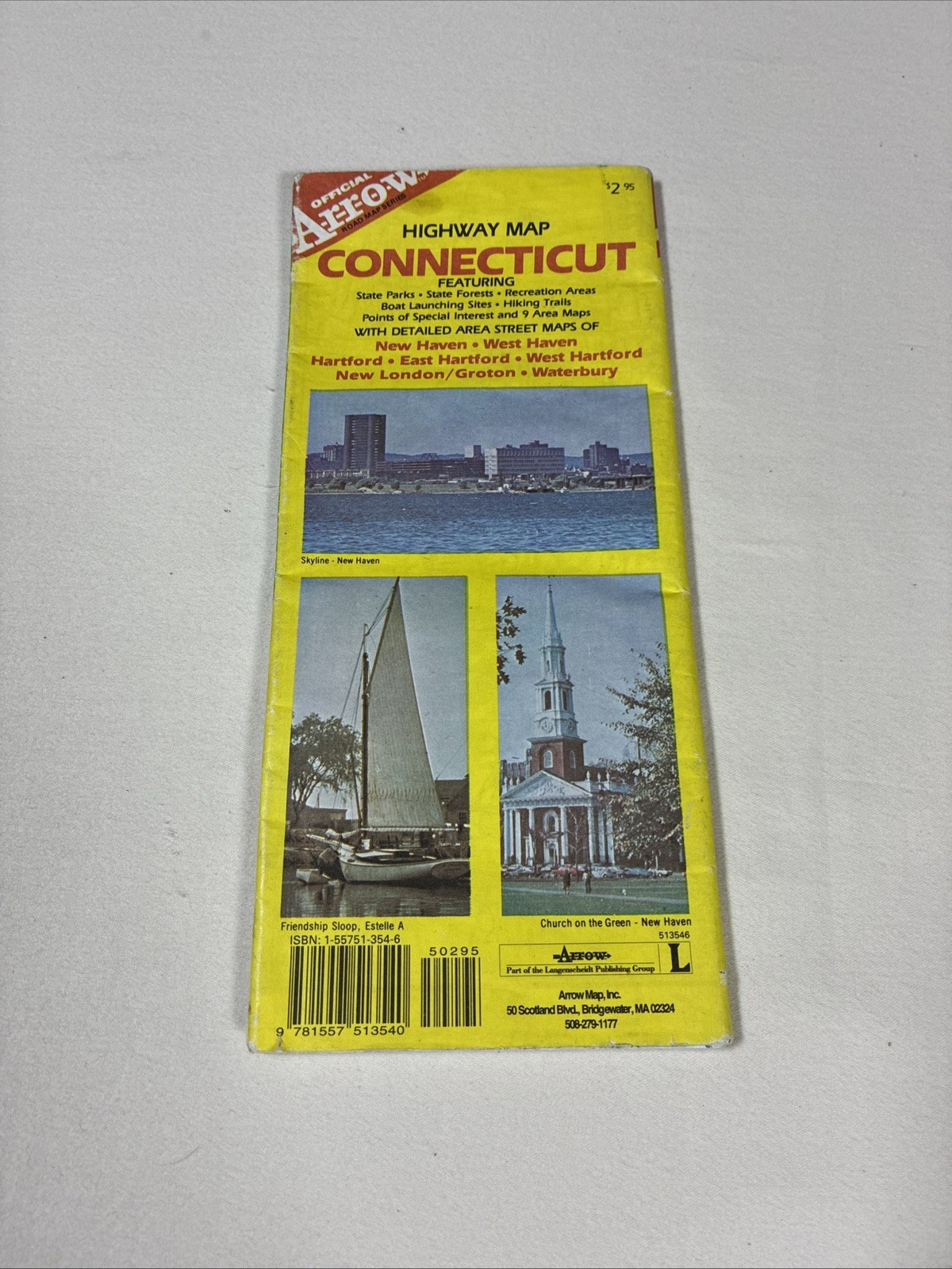 Vintage 1987 Arrow Maps: Connecticut Highway Map & Greater Hartford CT Map