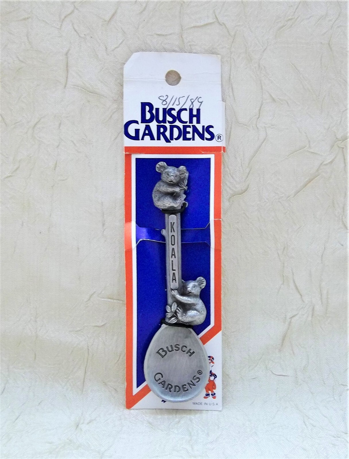 Busch Gardens Souvenir Vintage 1989 Pewter Koala Spoon Florida