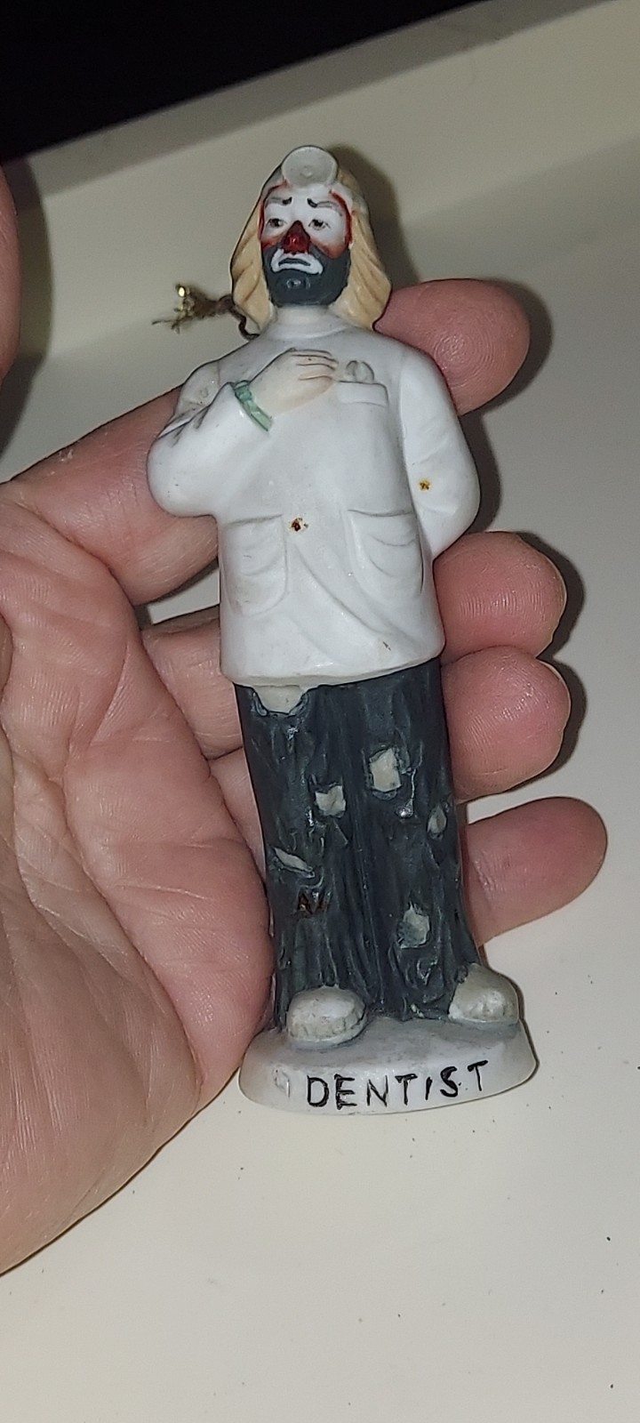 Vintage Emmett Kelly Jr Dentist Hobo Clown Porcelain Flambro Figurine Ornament. 