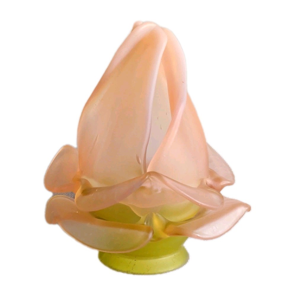 Unique Very Rare Handcrafted Antique French Two tones Glass Rose Petal Shade