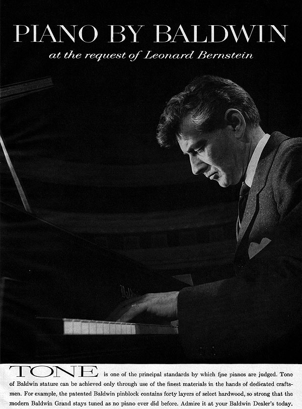 Leonard Bernstein Composer Conductor BALDWIN GRAND PIANO Pianist 1959 Print Ad