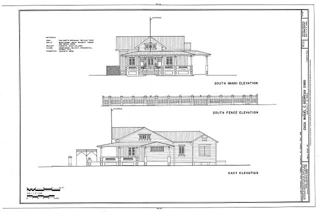 Ponce Puerto Rico 1930s Casa Miguel C Godreau Architectural Elevations HABS