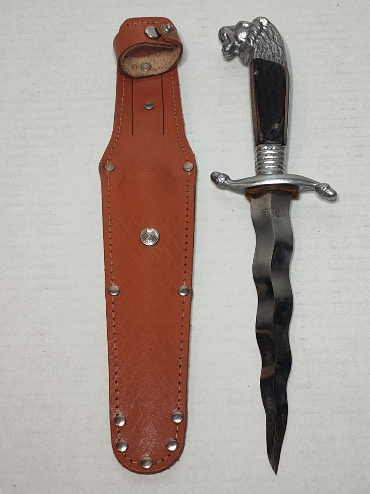 Rare Vintage Gutmann G.C Co Solingen German Serpentine Wavy Dagger/ Sheath