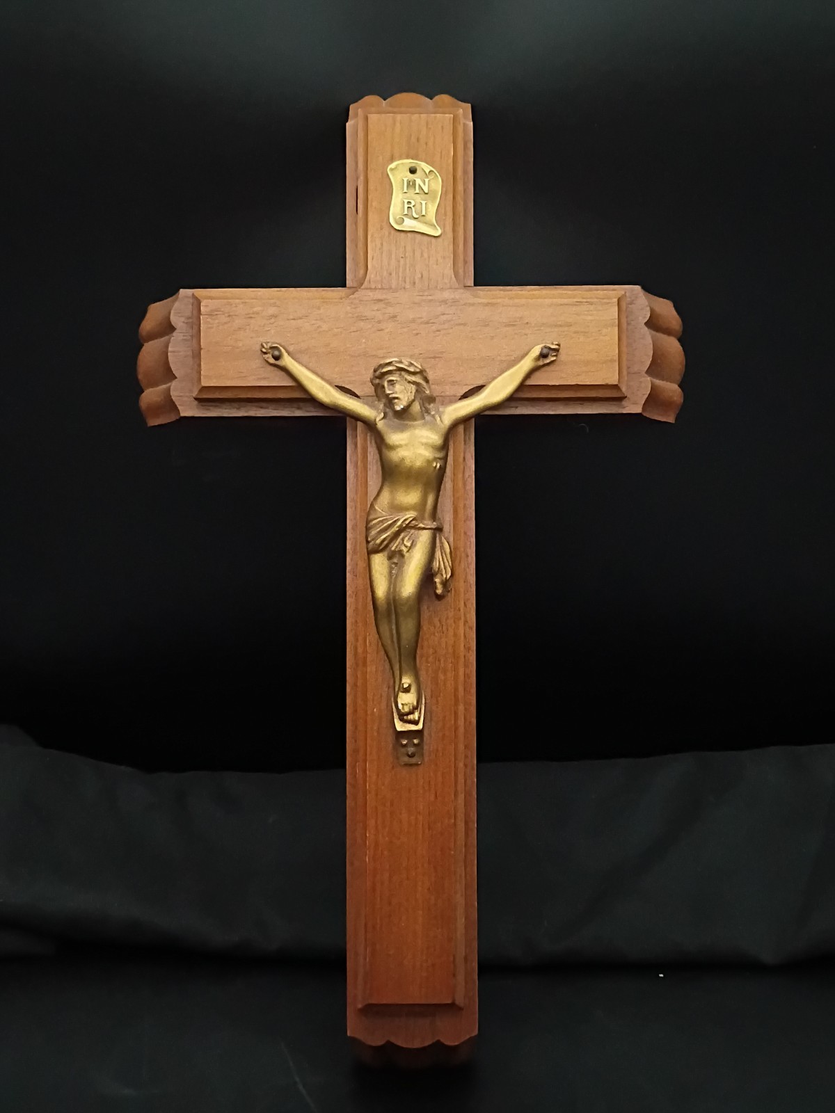 Vintage Catholic Last Rites Wall Crucifix w/Hidden Candles & Prayer- INRI 12”