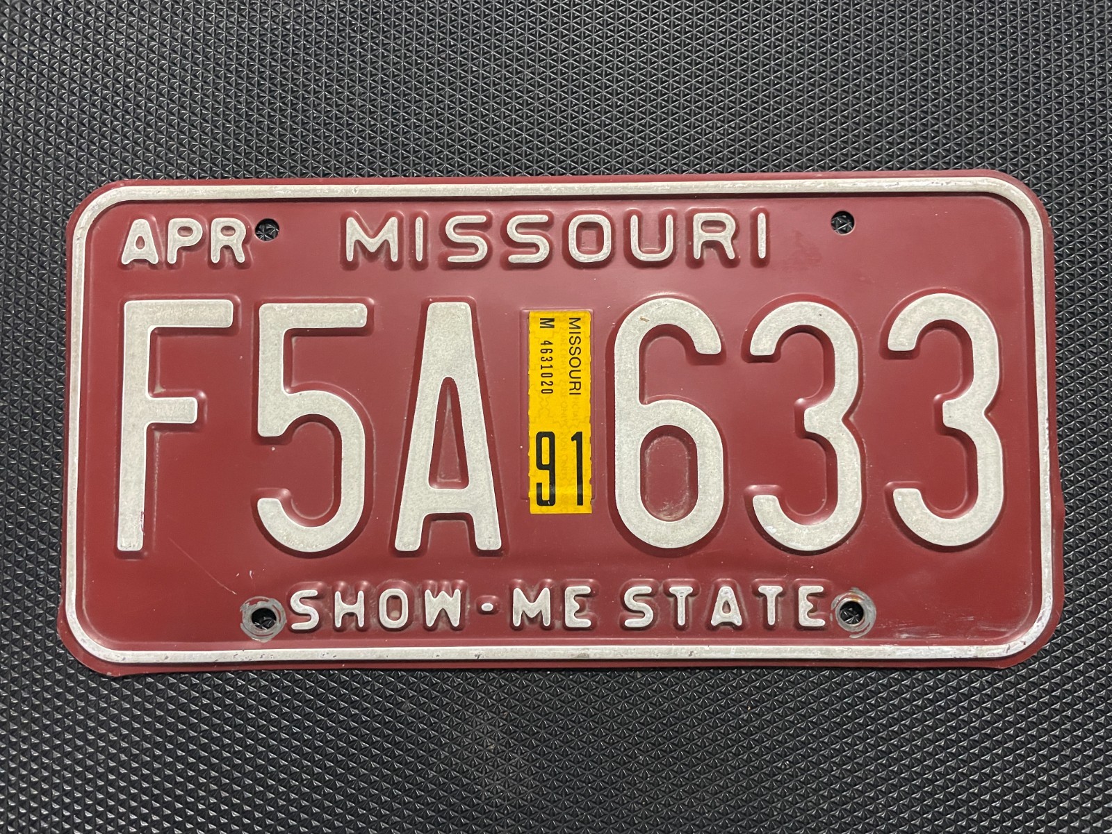1991 Missouri License Plate April F5A 633 1991 Missouri License Plate April F5A 633