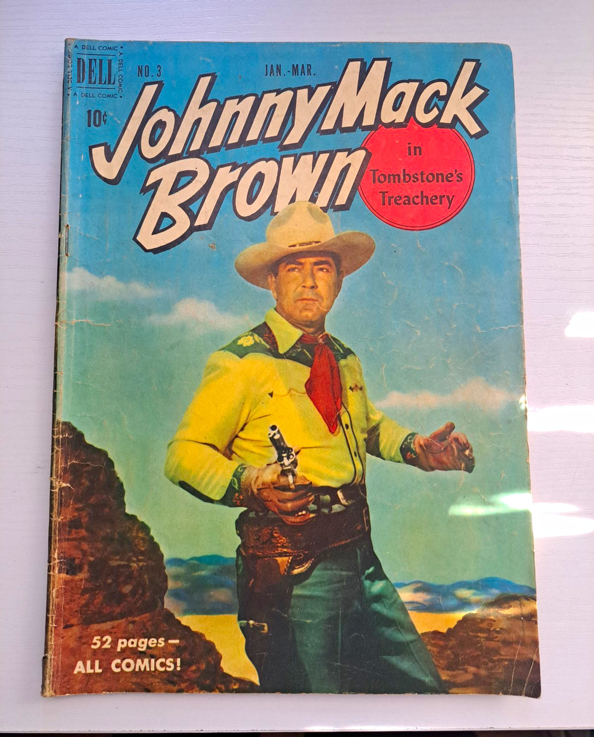 Johnny Mack Brown #6 Aug-Sept 1951 Dell Comics Golden Age Western Photo Cover