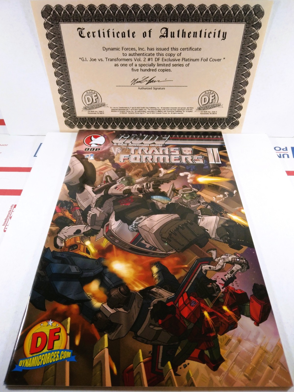 🔥🤖 GI JOE VS TRANSFORMERS II #1 DF PLATINUM FOIL VARIANT COA DYNAMIC FORCES VF