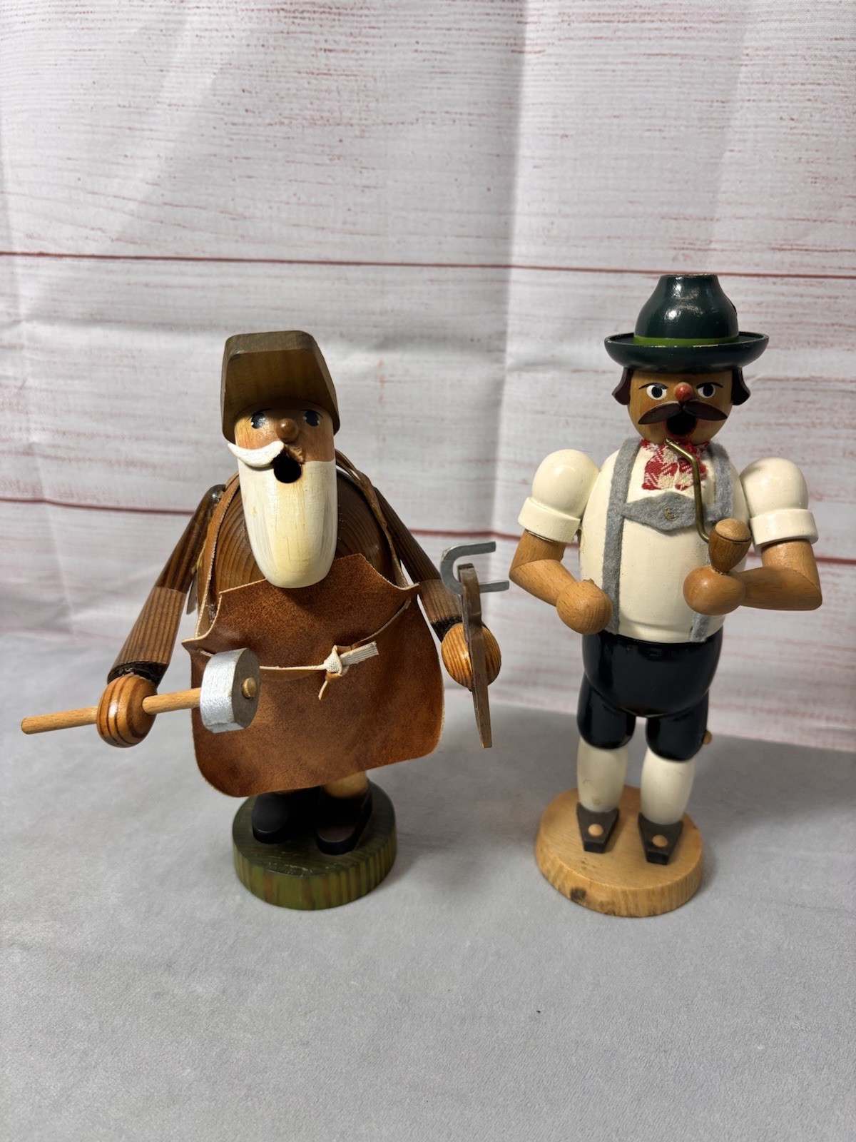 Vintage Expertic Erzgebirge Wood Smoker Figurine Lot Of 2 USED Missing Parts