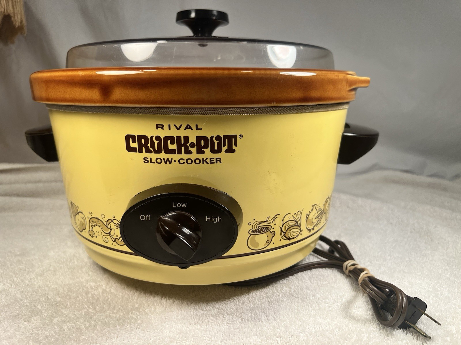 Vintage Rival Crock Pot 5 Qt Slow Cooker #3350 Plastic Lid Removable Crock