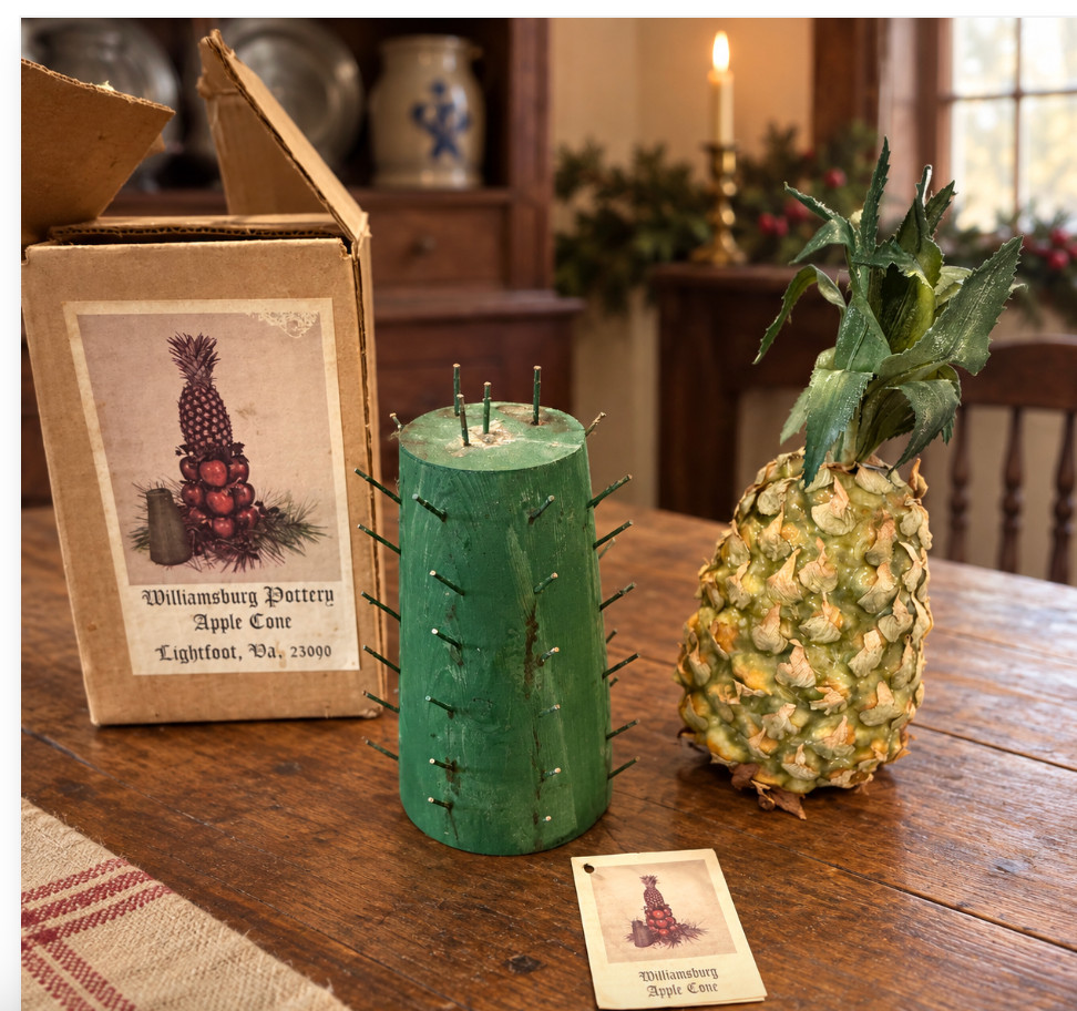 Vintage Williamsburg Pottery Apple Cone Wood Fruit Topiary Christmas Centerpiece