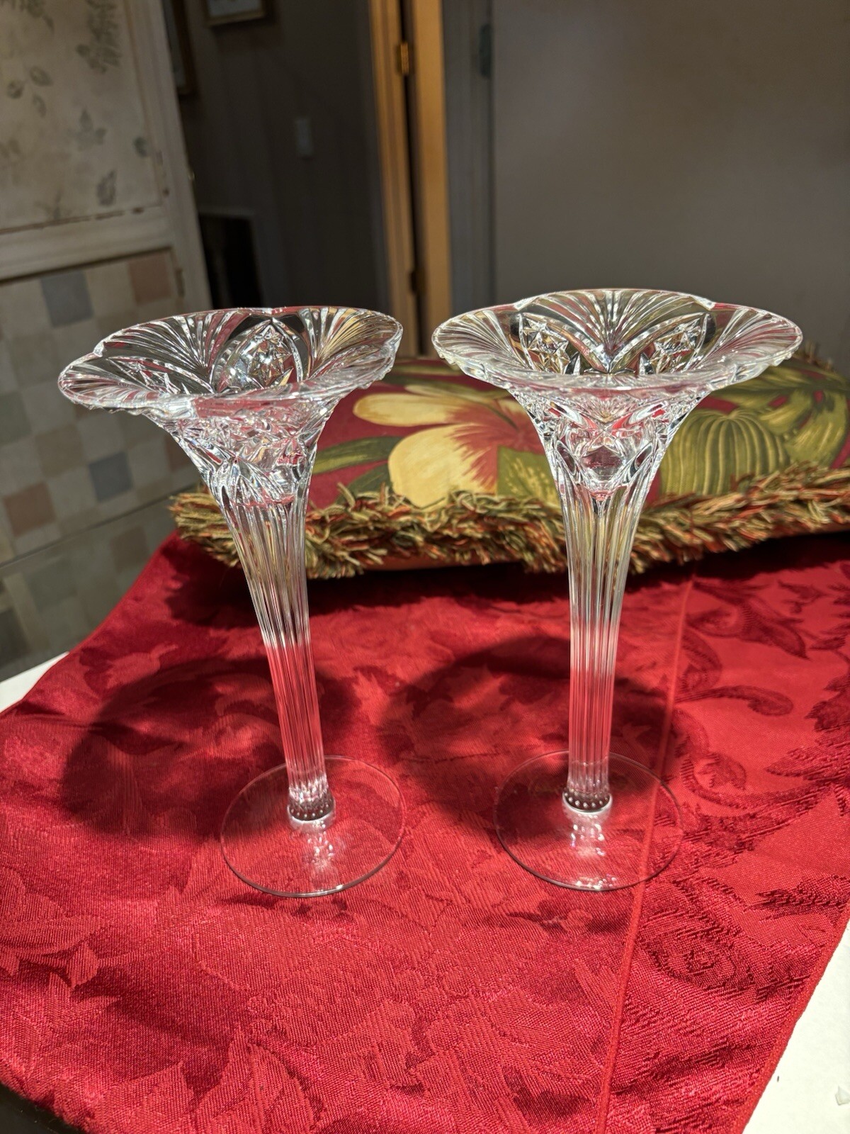 Crystal Candle Holders in the Vincennes pattern by Cristol D’Arques-Durand 8.25”