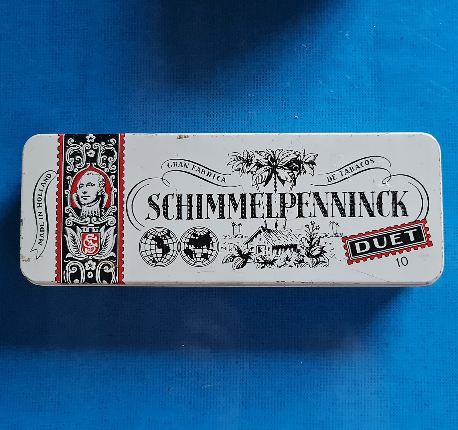 VINTAGE SCHIMMELPENNINCK DUET HOLLAND DUTCH TOBACCO EMPTY CIGARETTE TIN BOX