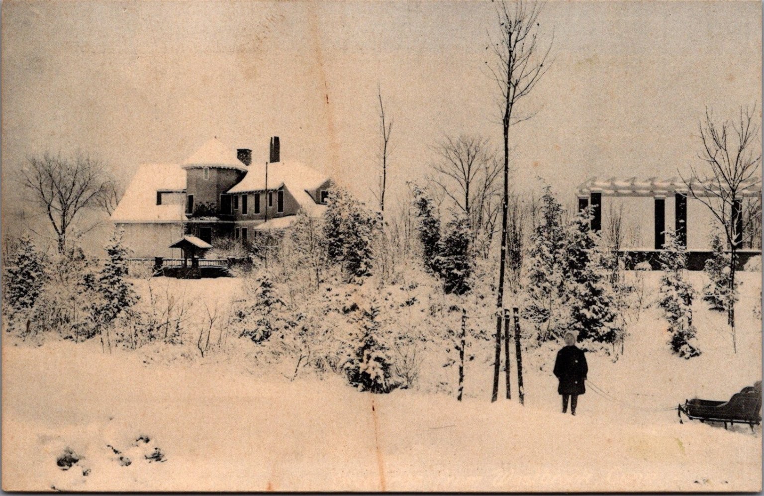 Westbrook, CT Winter Estate Scene Postcard - William J. Neidlinger