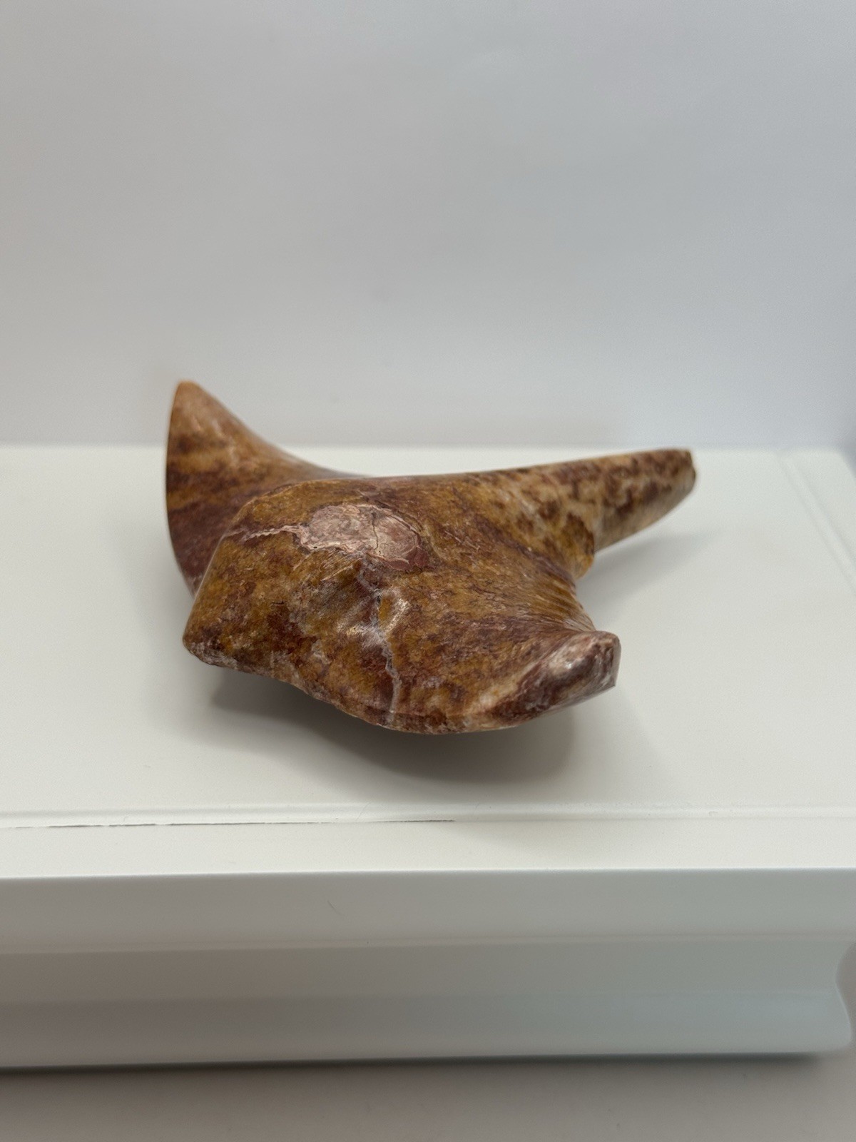 Vintage Carved Jasper Stone Stingray Manta Ray Figurine 4” Polished Sculpture