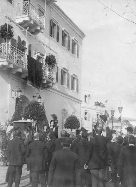 William Prince of Albania and his wife Sophie greet the population- Old Photo