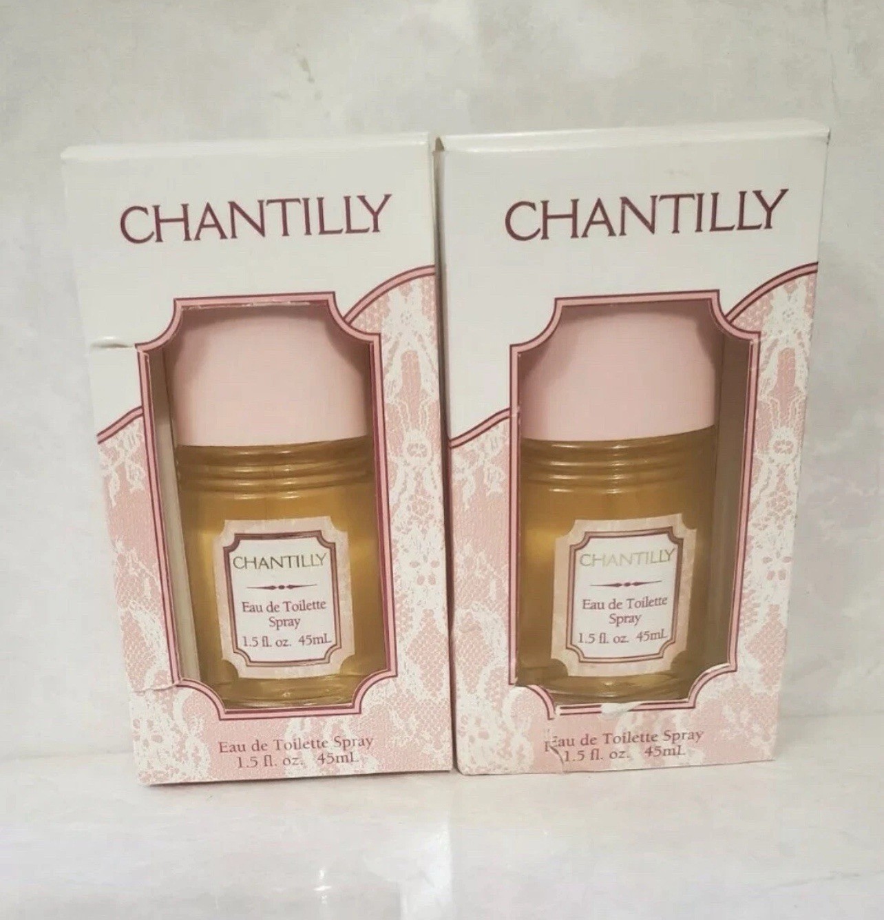  2 VINTAGE CHANTILLY EAU DE TOILETTE SPRAY 1.5 OZ 45 ml NIB NEW AUTHENTIC