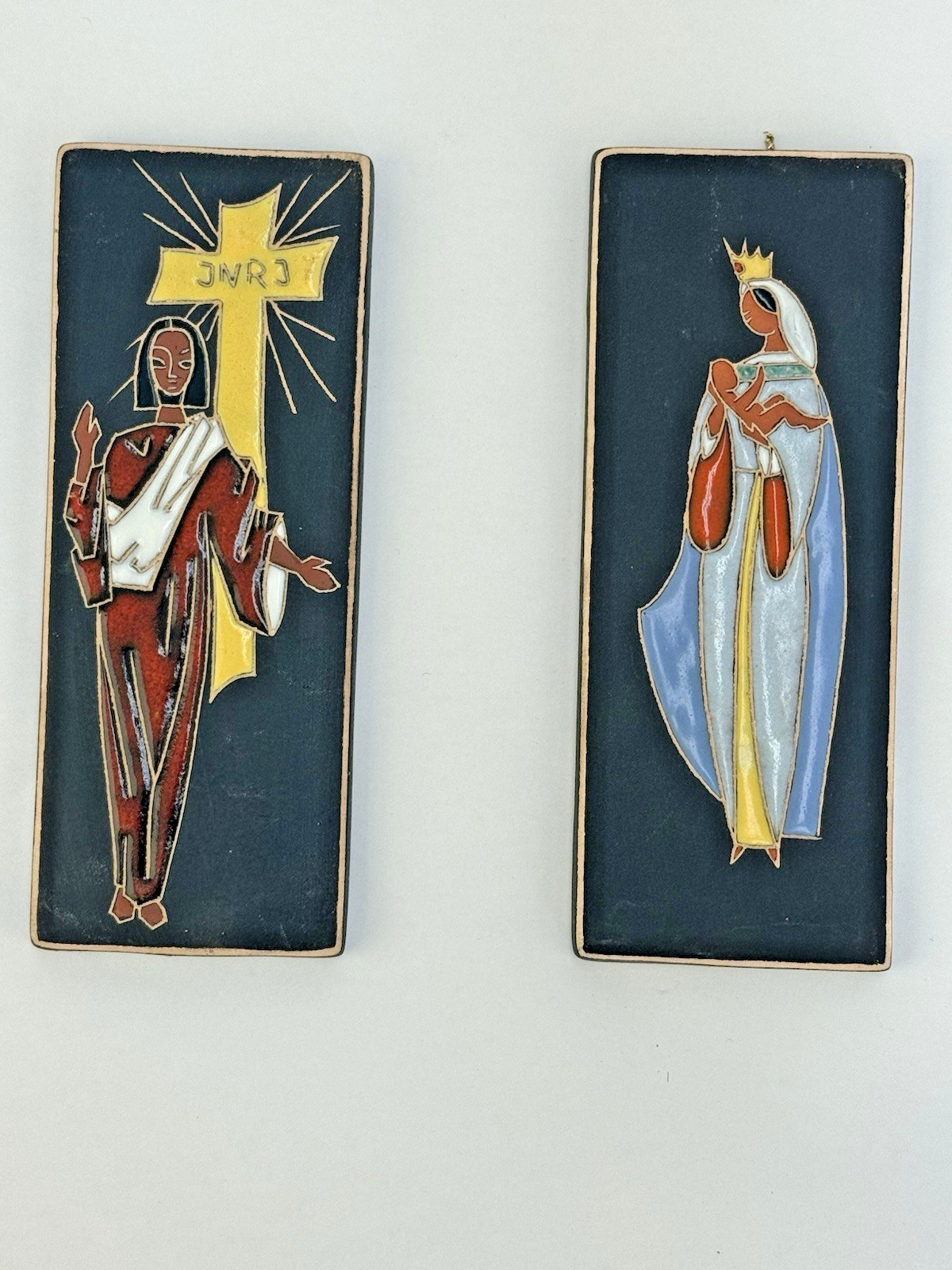 Vintage Goldscheider Germany Enamel Jesus And Merry