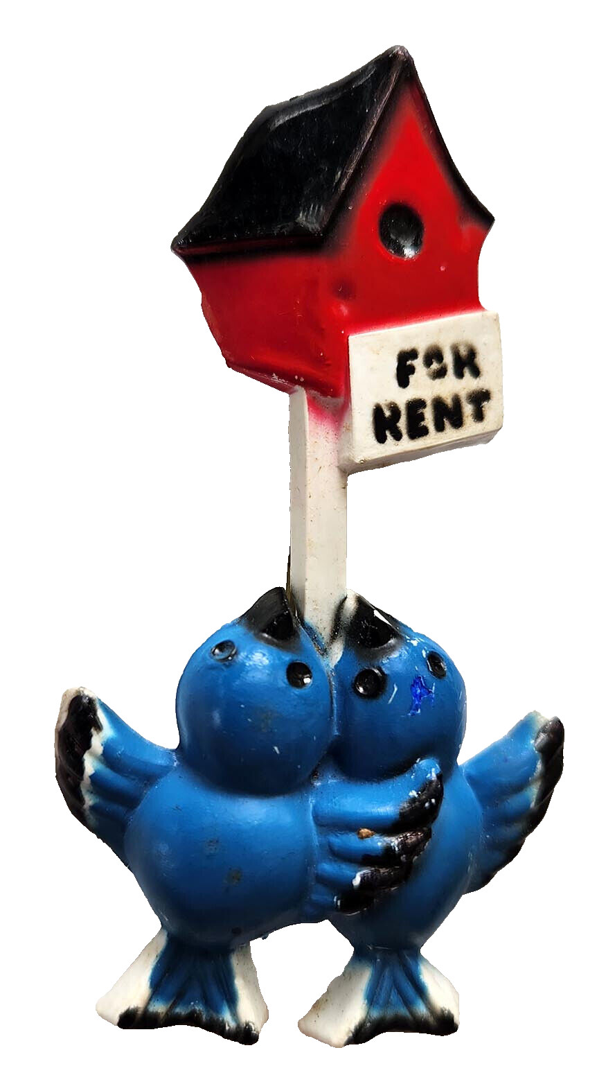 RARE Celluloid PIN Bluebirds Vintage 1940s BIRDHOUSE FOR RENT Plastic Brooch RARE Celluloid PIN Bluebirds Vintage 1940s BIRDHOUSE FOR RENT Plastic Brooch
