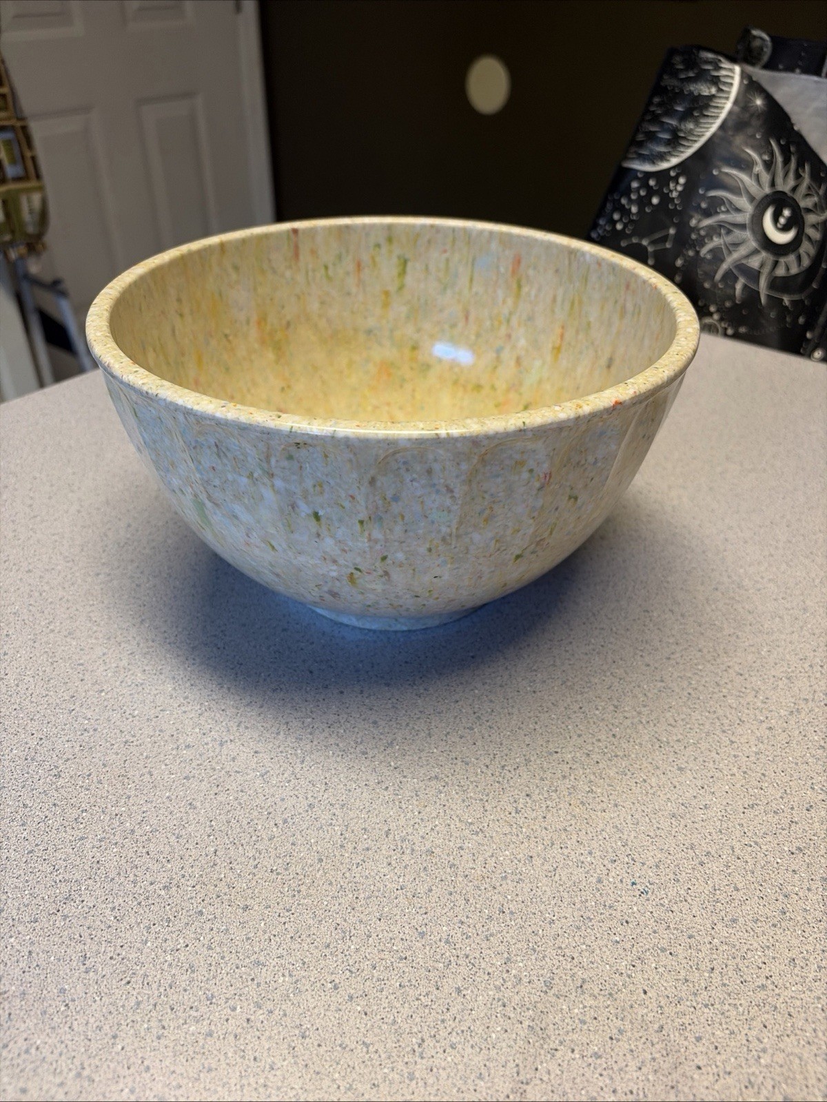 Vtg Boonton Ware Melamine Mixing Bowl Yellow Confetti Splatter 511C 4qt