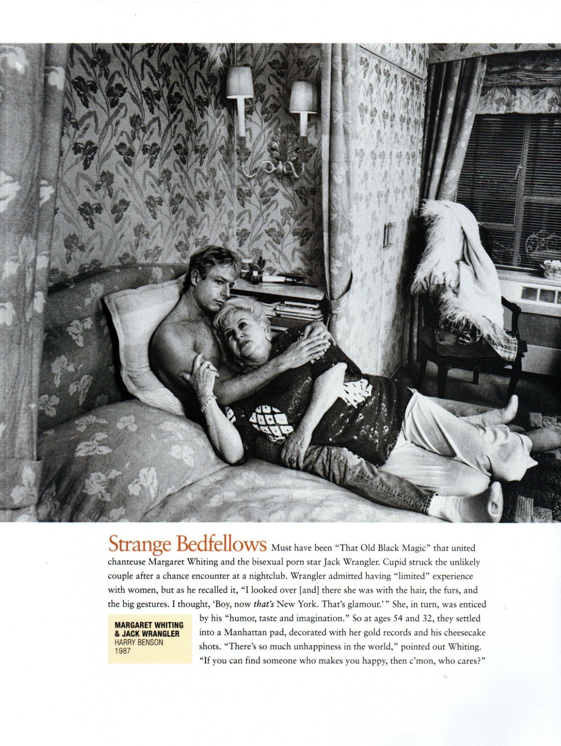 vtg Margaret Whiting & Jack Wrangler Pinup Page 1987 Strange Bedfellows