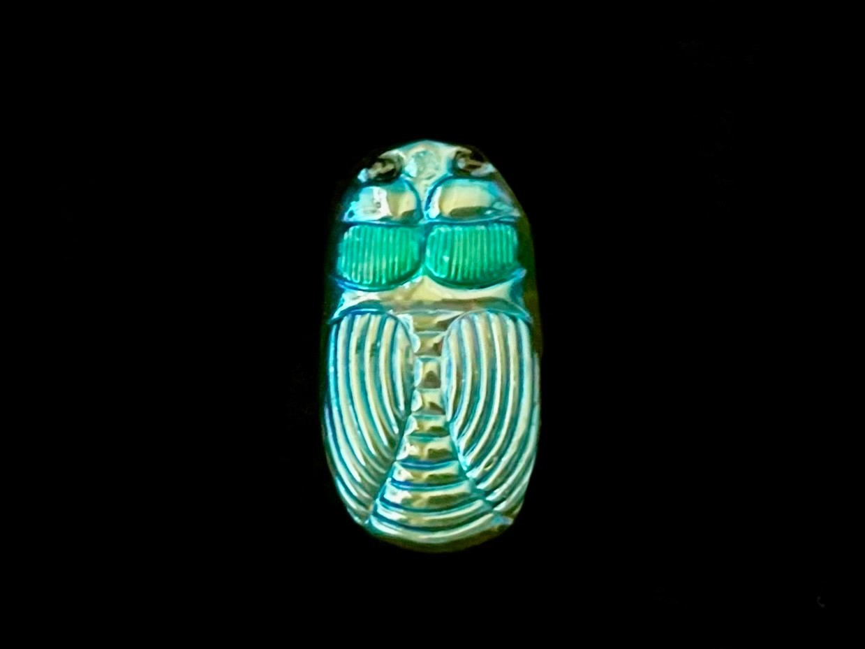 27mm Czech Vaseline Glass Scarab # B581