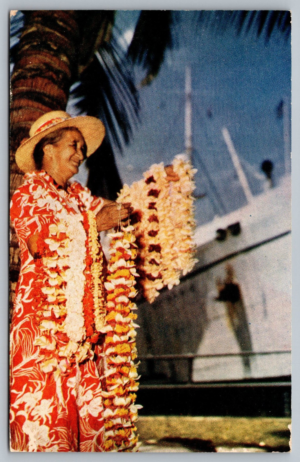 Cast Your Lei Off Diamond Head Aloha (Goodbye) Hawaii HI Vintage Postcard