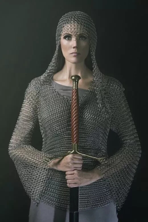 ALUMINIUM ROUND RIVETED CHAIN MAIL SHIRT MEDIEVAL CHAINMAIL W/ COIF (HOOD