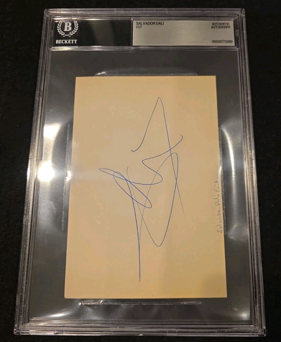 Salvador Dali Signed 4x6 Index Card Arist Autograph Beckett BAS