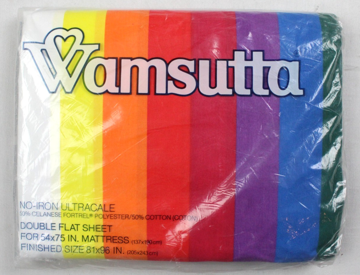 Vintage 70\'s Wamsutta Made In USA Tomorrow\'s Rainbow Double Flat Sheet Vintage 70\'s Wamsutta Made In USA Tomorrow\'s Rainbow Double Flat Sheet
