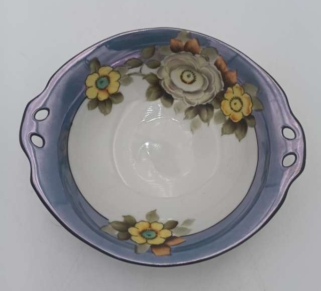 Vintage Noritake Hand-Painted Porcelain Bowl With Handles Floral Design