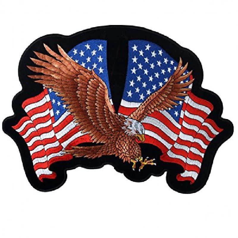American Eagle with USA Flags Embroidered Iron on Patch American Eagle with USA Flags Embroidered Iron on Patch