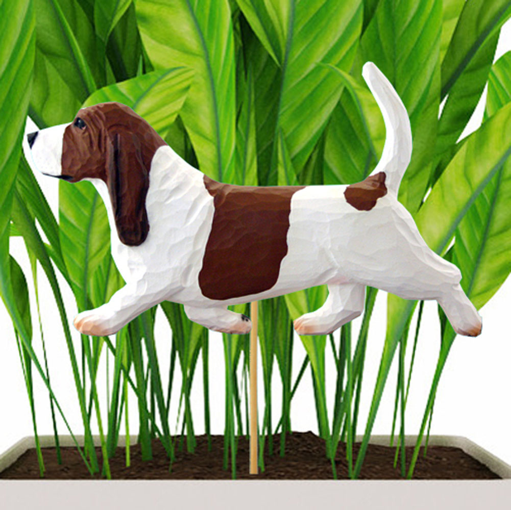 Basset Hound Planter Pick Stake Red
