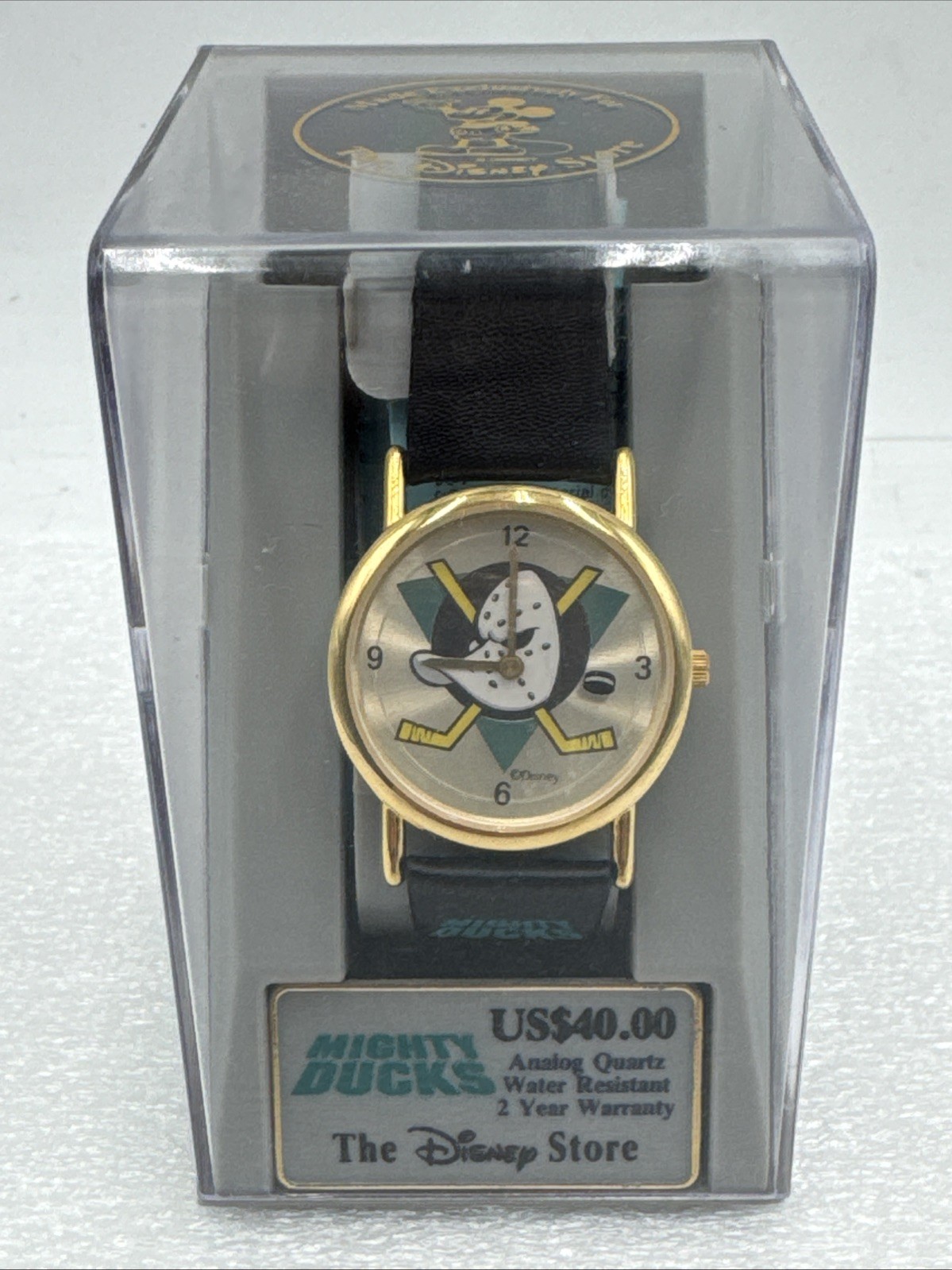 Disney Store Mighty Ducks Anaheim Analog Watch Vintage 1993 Rotating Hockey Puck