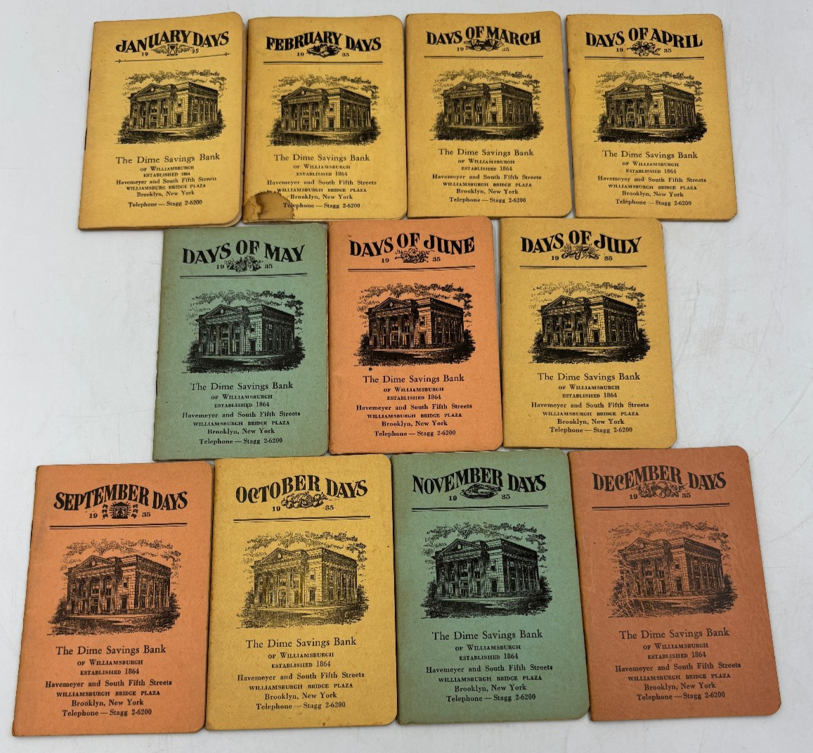 Lot of 11  1935 The Dime Savings Bank of Williamsburg, Brooklyn NY Books
