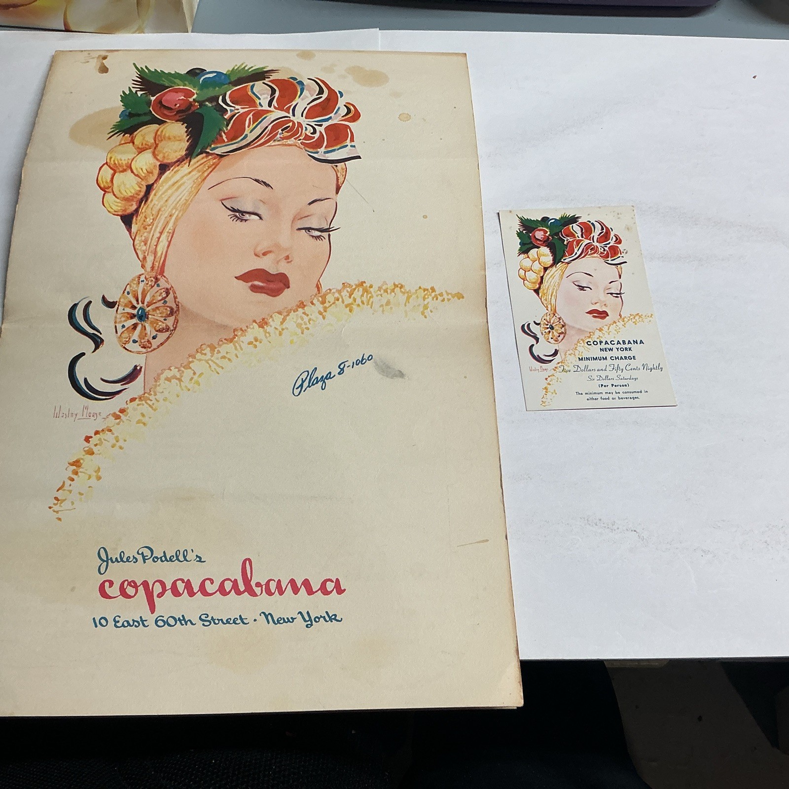 VINTAGE 1960s JULES PODELL COPACABANA RESTAURANT MENU 10 E.60th Street New York