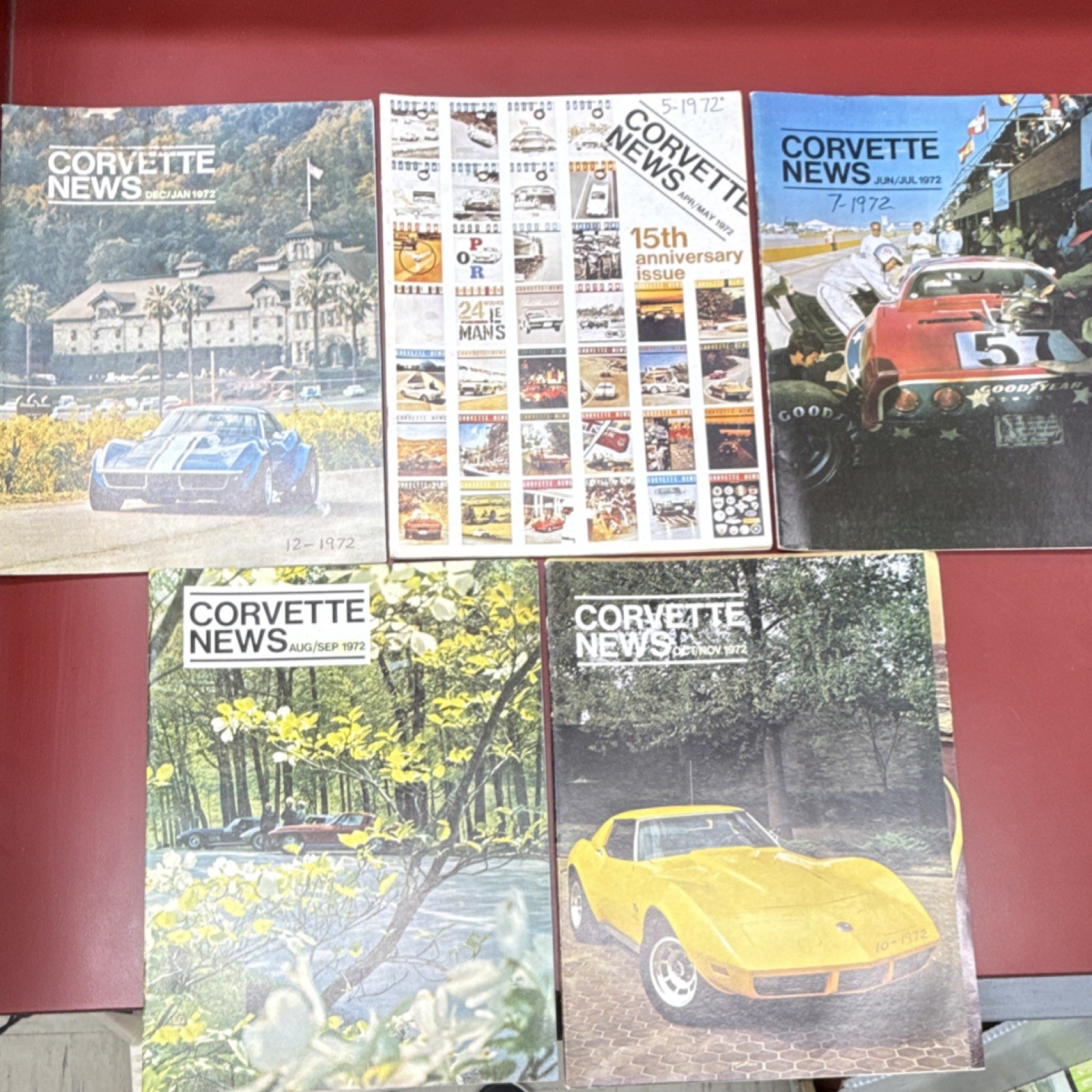 Corvette News 1972 Magazine Lot - 5 Vintage Automotive Issues