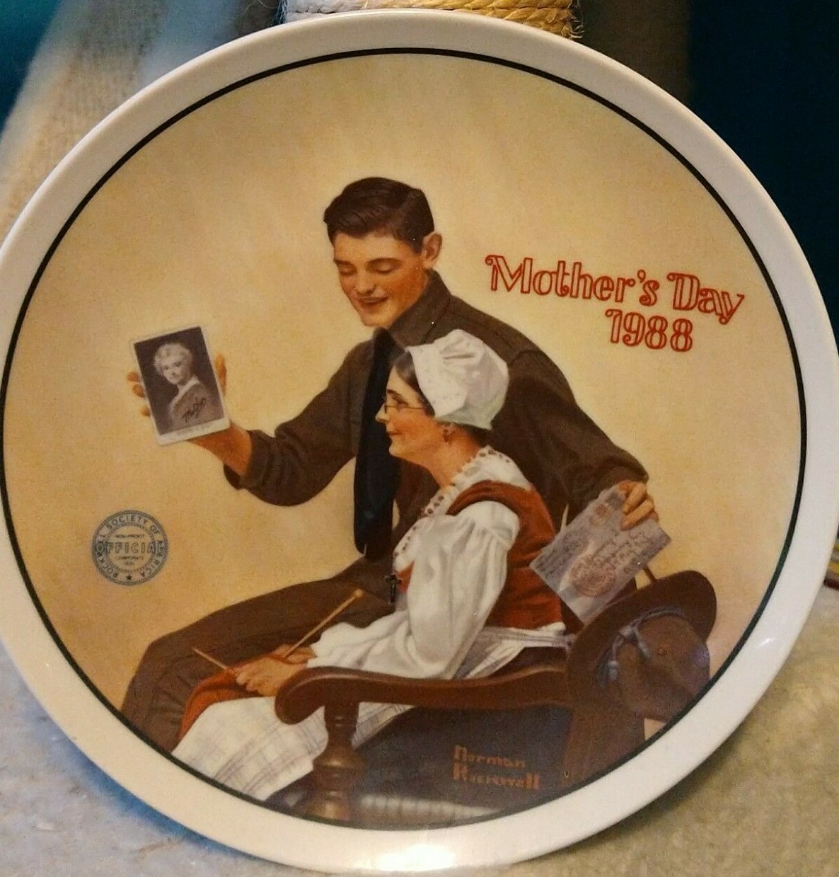 Vintage 1988 Norman Rockwell My Mother MOTHERS DAY Collector Plate COA #2173B