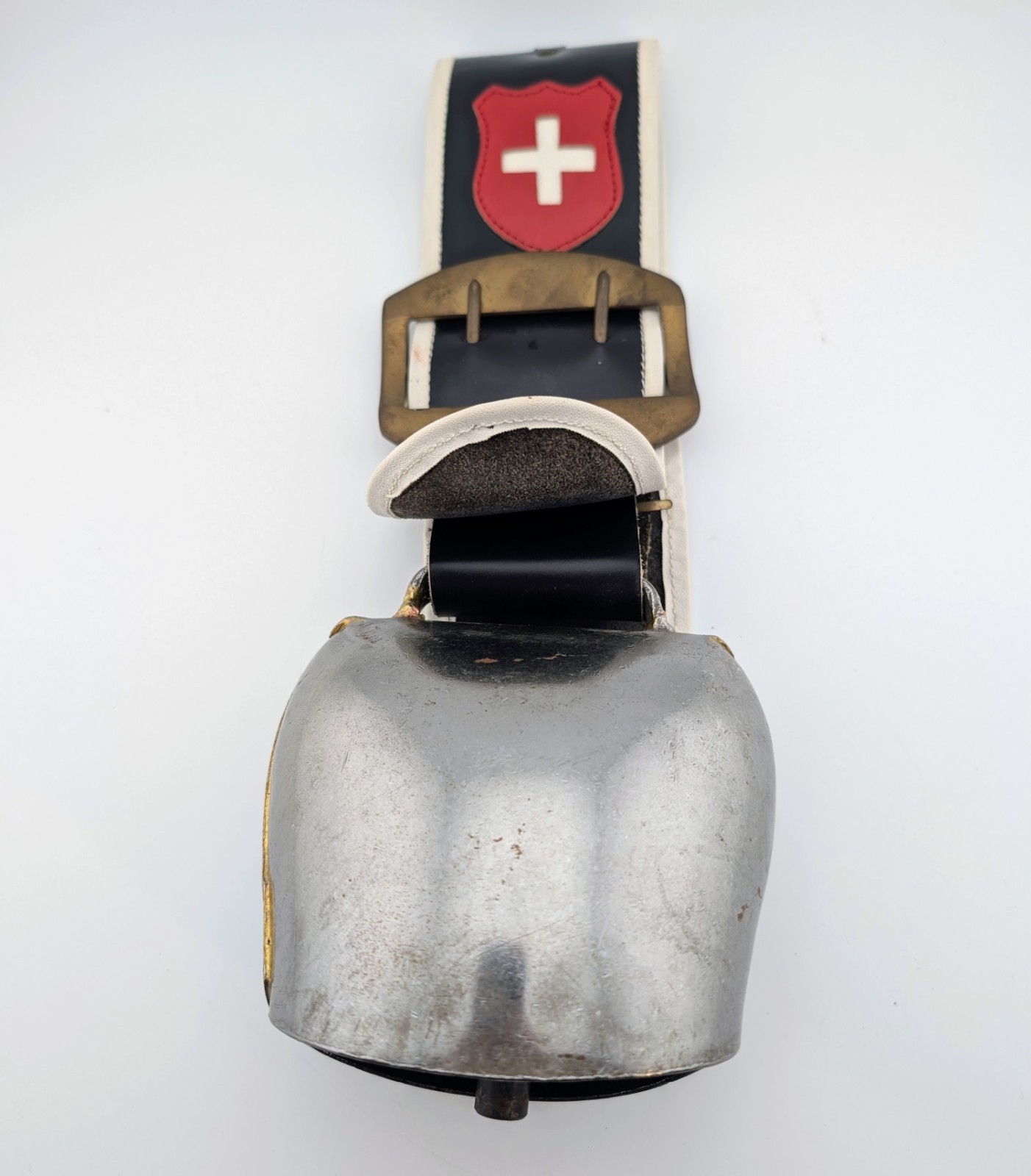 Vintage J Firmann Swiss Made Trychel Cow Bell #1 With  Strap 