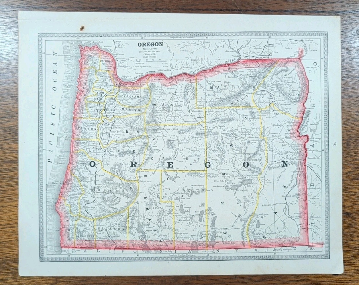 Vintage 1883 OREGON Map 13