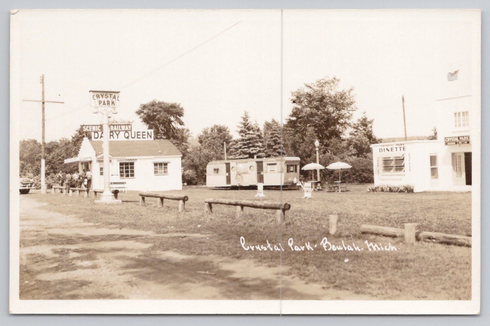 Crystal Park, Dairy Queen, Scenic Railway, Beulah, Michigan MI RPPC UNP Postcard