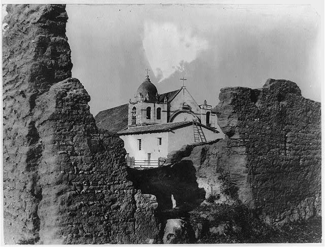 Carmel California Mission San Carlos Borromeo Church 1920s Ruins View