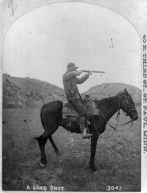 St Paul Minnesota c1890 Hunter on Horseback Aiming Rifle Hunting Stereograph