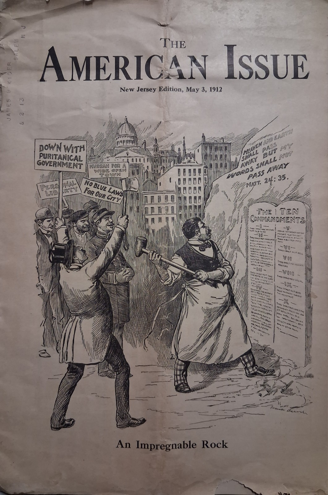 1912 THE AMERICAN ISSUE New Jersey May 3 ANTI SALOON LEAGUE Temperance TITANIC