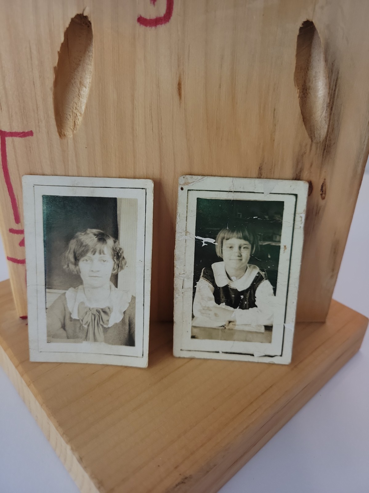 Pair 1920s Antique Schoolhouse Photo Prints ID\'d Nancy Ellett Vintage Girls...