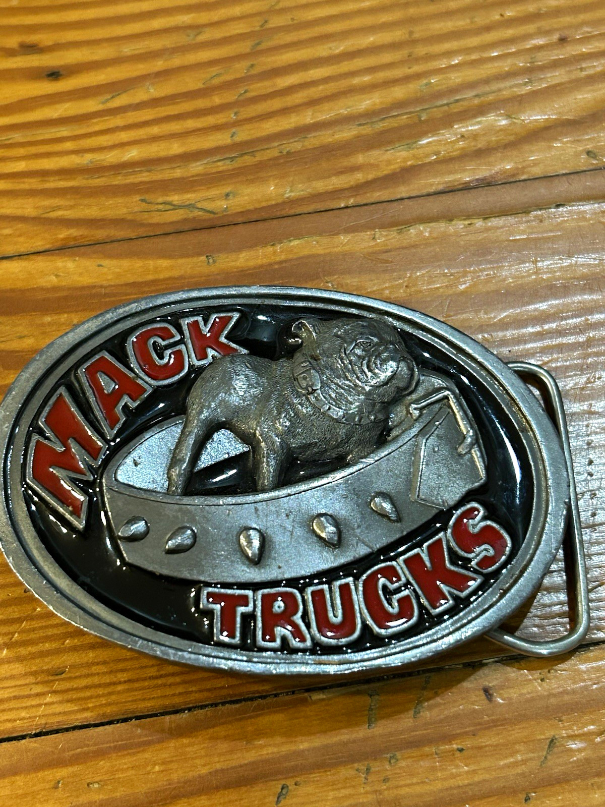 Vintage 1996 Mack Trucks Bulldog Oval Belt Buckle C&J Inc. Made in USA