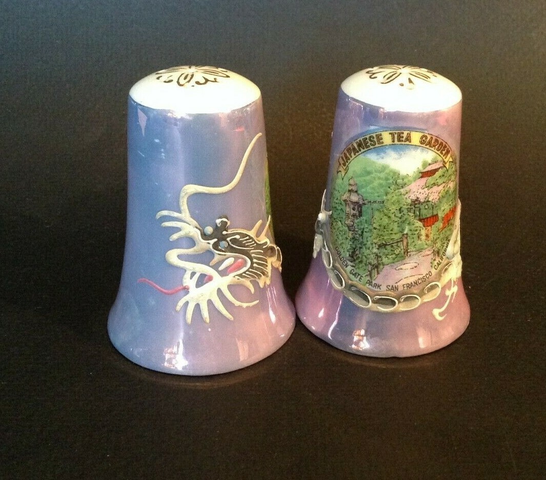Dragonware Salt And Pepper Shakers - Souvenir Japanese Tea Garden SF CA - Japan